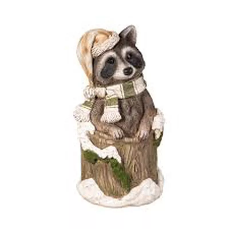 14-h-bundled-up-raccoon-statuary 14″H Bundled Up Raccoon Statuary