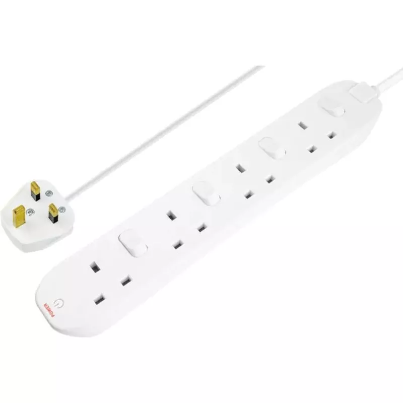 4-socket-2m-13a-individually-switched-lead-white 4 Socket 2M 13A Individually Switched Lead White