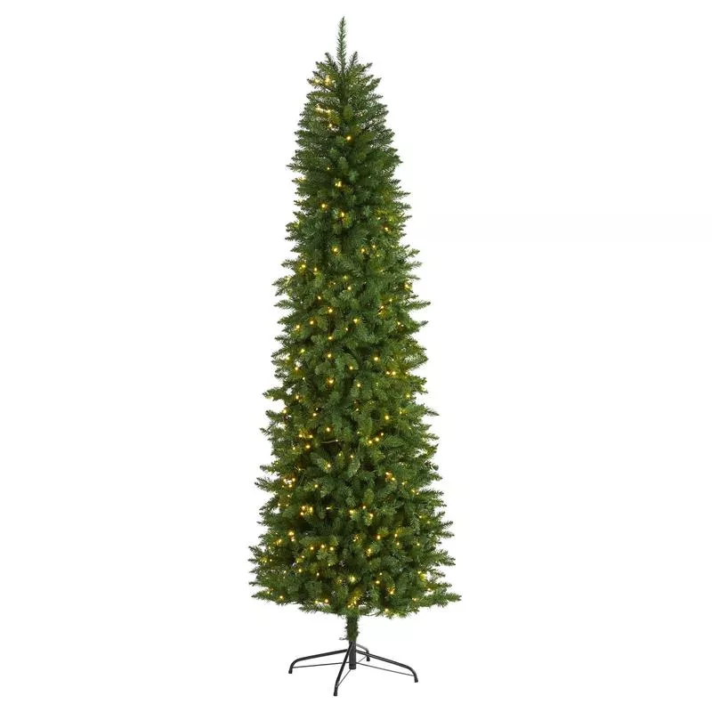 8 Slim Green Mountain Pine Artificial Christmas Tree with 400 Clear LED Lights