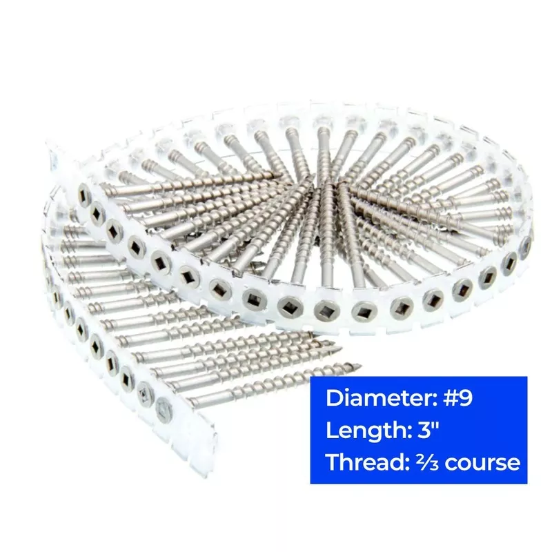 9-2-3-coarse-3-decking-docks-collated-screws-800-ct #9 2/3 Coarse 3″ Decking And Docks Collated Screws, 800 ct