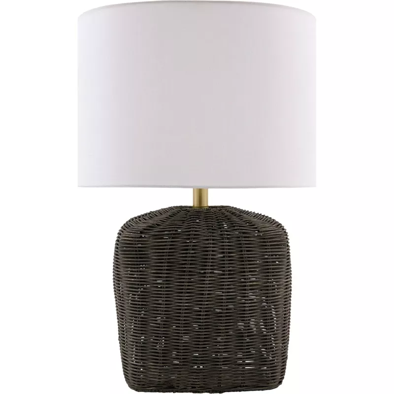 Jacaranda Square Accent Table Lamp Dark Brown, Metallic Brass, White, Translucent