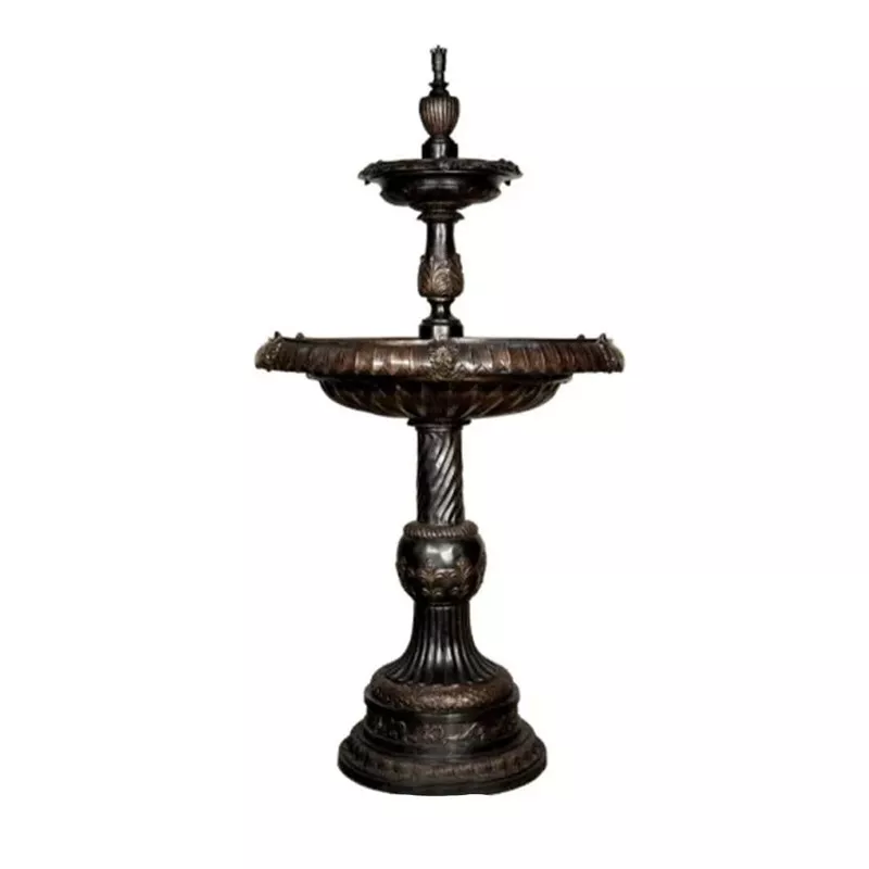 leaf-motif-tiered-bronze-fountain-chestnut Leaf Motif Tiered Bronze Fountain Chestnut