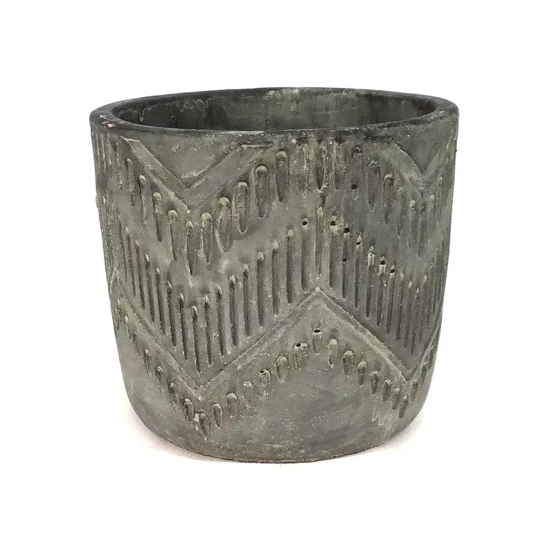 pot-4in-cement-chevron-pattern-washed-black Pot 4in Cement Chevron Pattern Washed Black