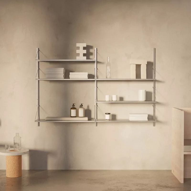 Shelf Library Stainless Steel | Double Section