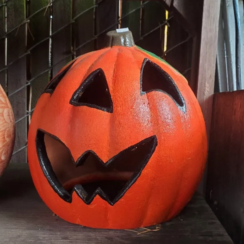Terra Cotta | Jack O’ Lantern Pumpkins, Single-Piece, Medium (Natural or Painted)