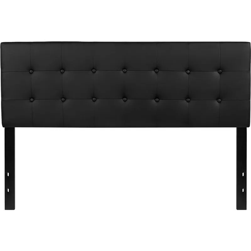 tufted-upholstered-queen-size-headboard-in-black-vinyl Tufted Upholstered Queen Size Headboard in Black Vinyl