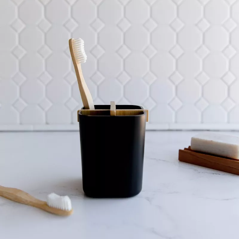 Zero Waste Brush Holder- Bamboo Fiber & Corn Starch, White or Black White