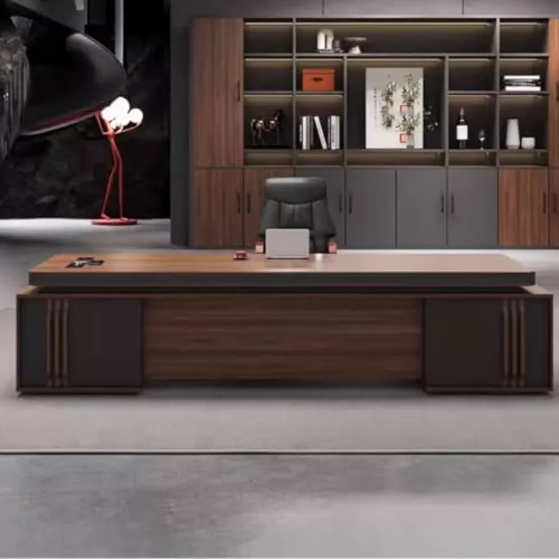 ZYUHANG 94 inch Luxury L Shaped Executive Desk with 4 Drawers